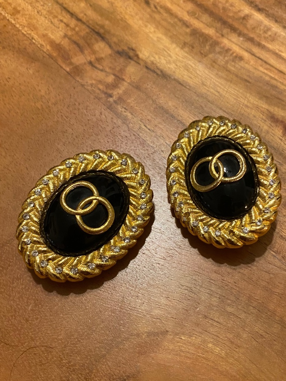 Givenchy Vintage gold toned & crystal clip on earrings